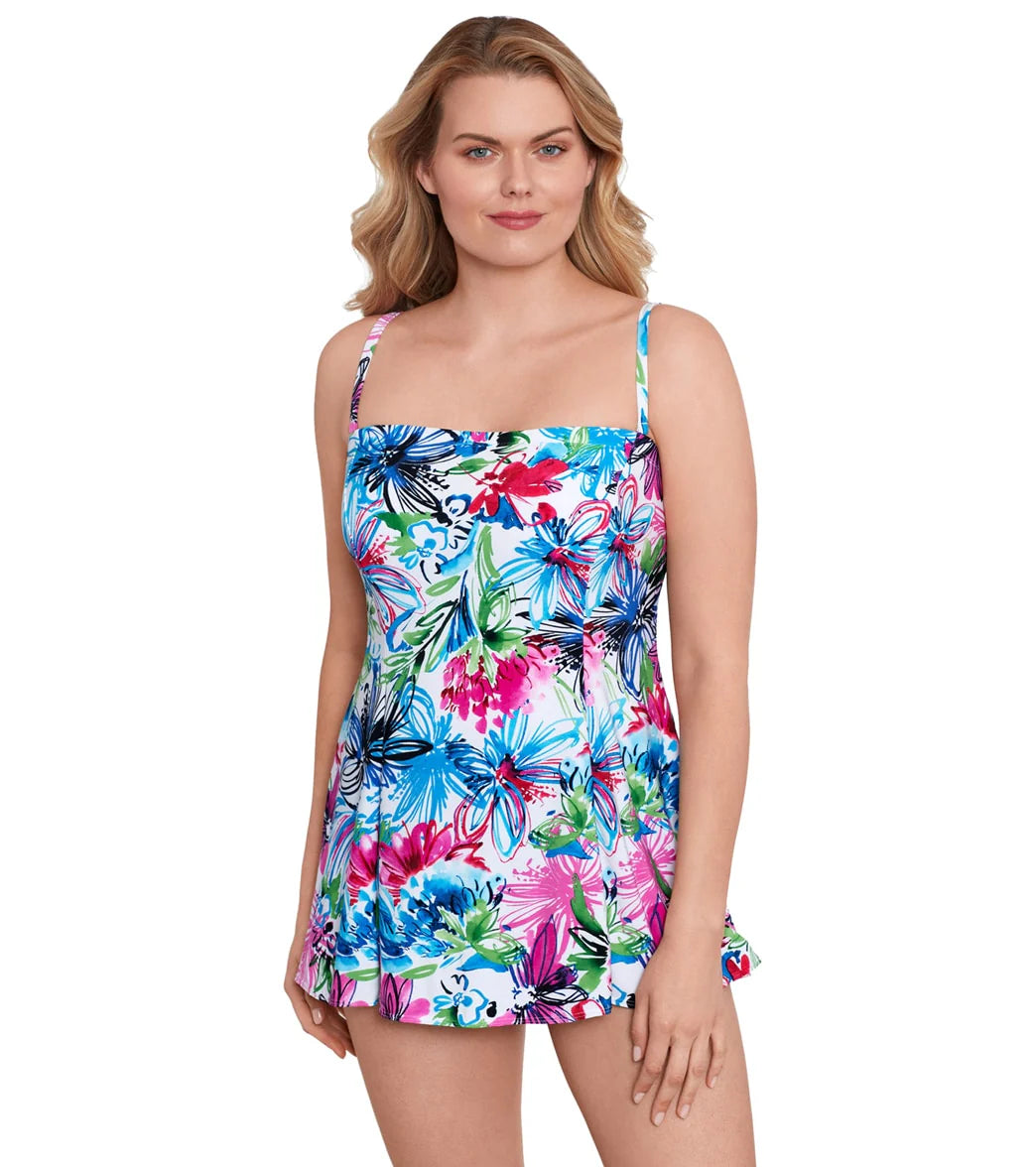 Longitude Women's Fairy Tale Bandeau Princess Seam Long Torso Swim Dress