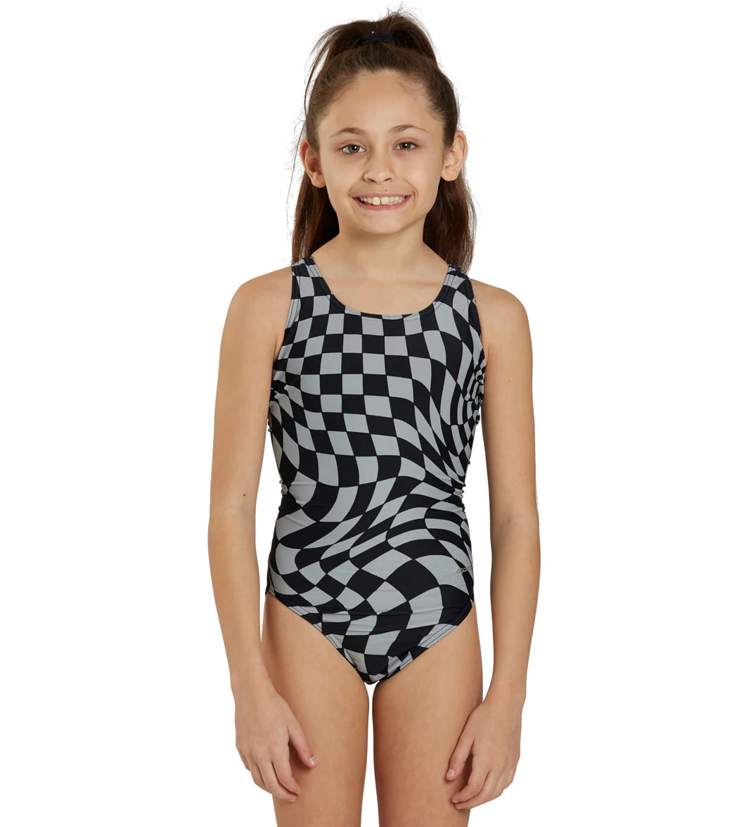 Sporti Checkmate Wide Strap One Piece Swimsuit Youth (22 - 28)