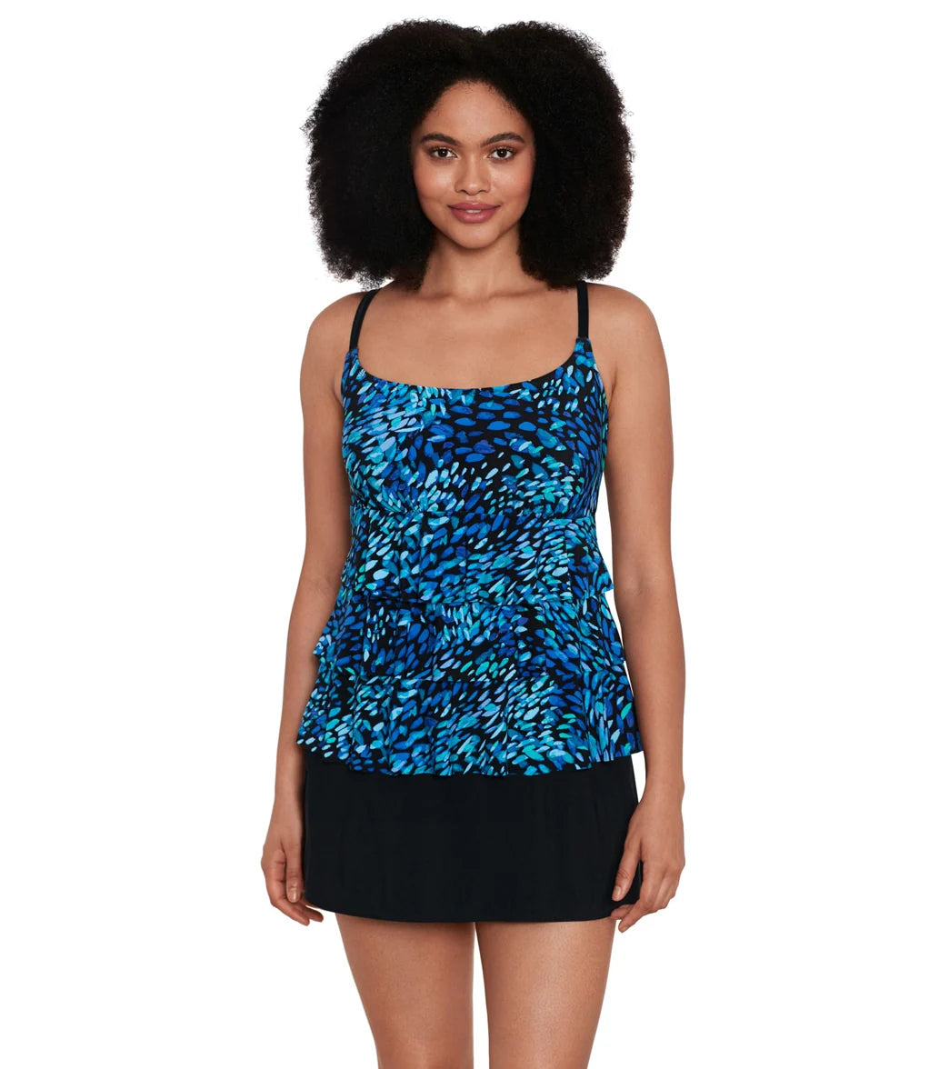 Longitude Women's Petals Apart  Ruffle Faux Skirtini Long Torso One Piece Swimsuit