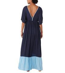 Kate Spade New York Women's Contrast Solid Midi Tiered Cover Up Dress