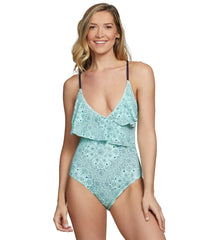 Anne Cole Mykonos Medallion V-Neck One Piece Swimsuit