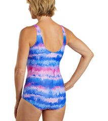 Sporti HydroLast Malibu Sunrise Chlorine Resistant Conservative Scoop Back One Piece Swimsuit