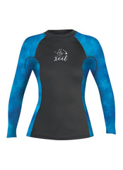 Xcel Girls' Ocean Ramsey Water Inspired Premium Stretch Long Sleeve UV Rash Guard