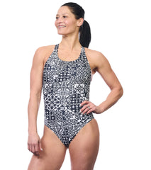 EQ Swimwear Women's Milan Black Harmony Extra Long Torso One Piece Swimsuit