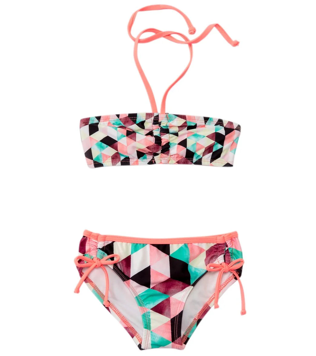 Hurley Girls' Prism Bandeau Top Tunnel Bottom Bikini Set (4T-6x)