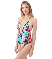 Trina Turk Women's Tiki Plunge One Piece Swimsuit