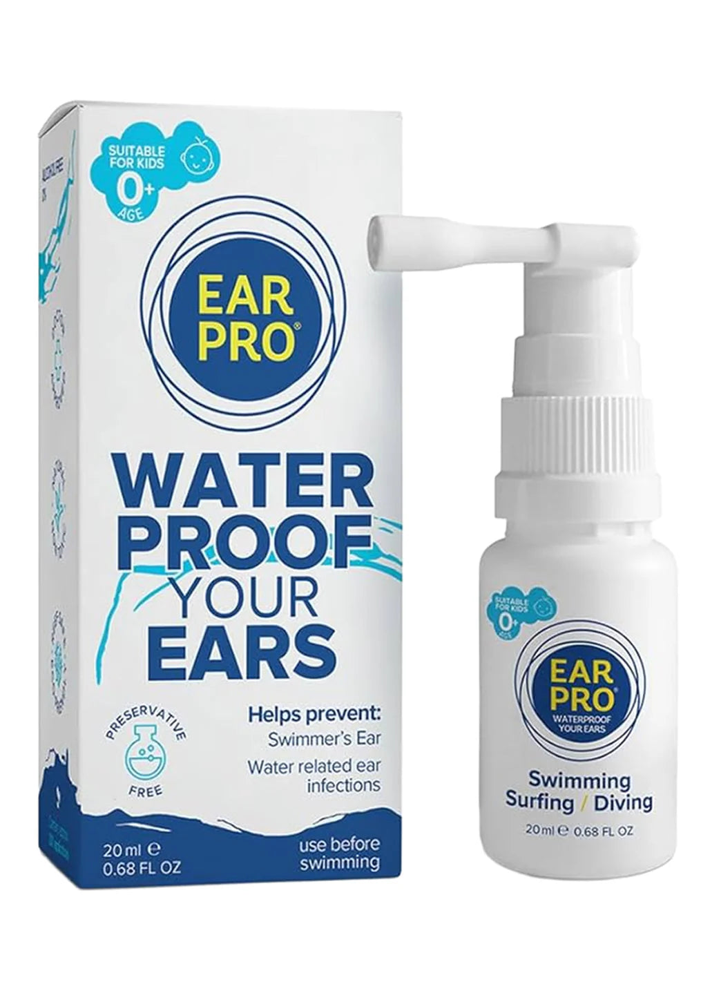 Ear Pro Natural Swimmer Ear Spray for Kids and Adults 0.68 FL oz