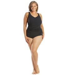 Speedo Women's Plus Side Shirred Contourback One Piece Swimsuit