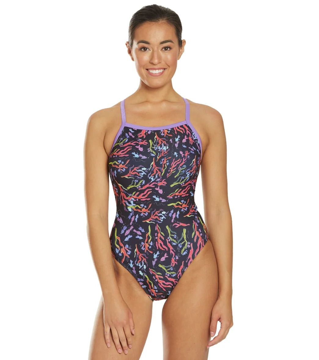 Speedo Flipturns Women's Love Goggles Propel Back One Piece Swimsuit
