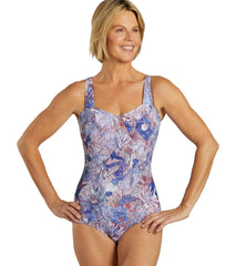 Sporti Jungle Floral Moderate Printed Sweetheart One Piece Swimsuit