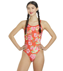 Sporti Chinoiserie Floral Thin Strap One Piece Swimsuit