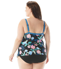 Beach House Women's Plus Size Floral Fantasy Jane Ruffle Tankini  Top