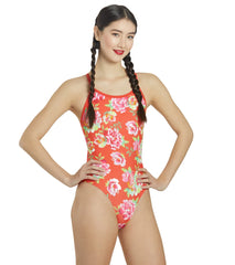 Sporti Chinoiserie Floral Thin Strap One Piece Swimsuit