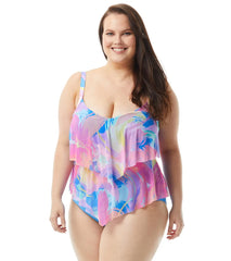 Beach House Plus Size Sea Soiree Portia Mesh Tankini Top