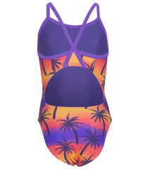 Sporti Sunset Palm Thin Strap One Piece Swimsuit Youth (22-28)