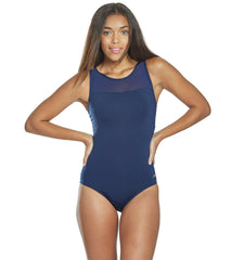 Dolfin Women's Aquashape Solid Power Mesh Chlorine Resistant One Piece Swimsuit