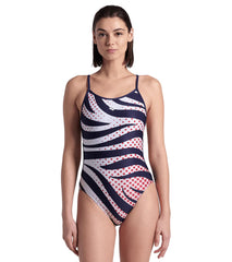 Arena Women's Multi Stripes Lace Back One Piece Swimsuit