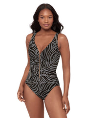 Miraclesuit Women's Zirconic Zipt One Piece Swimsuit