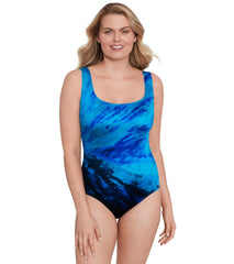 Longitude Women's At Sea Level Panel Scoopneck Tank Long Torso One Piece Swimsuit