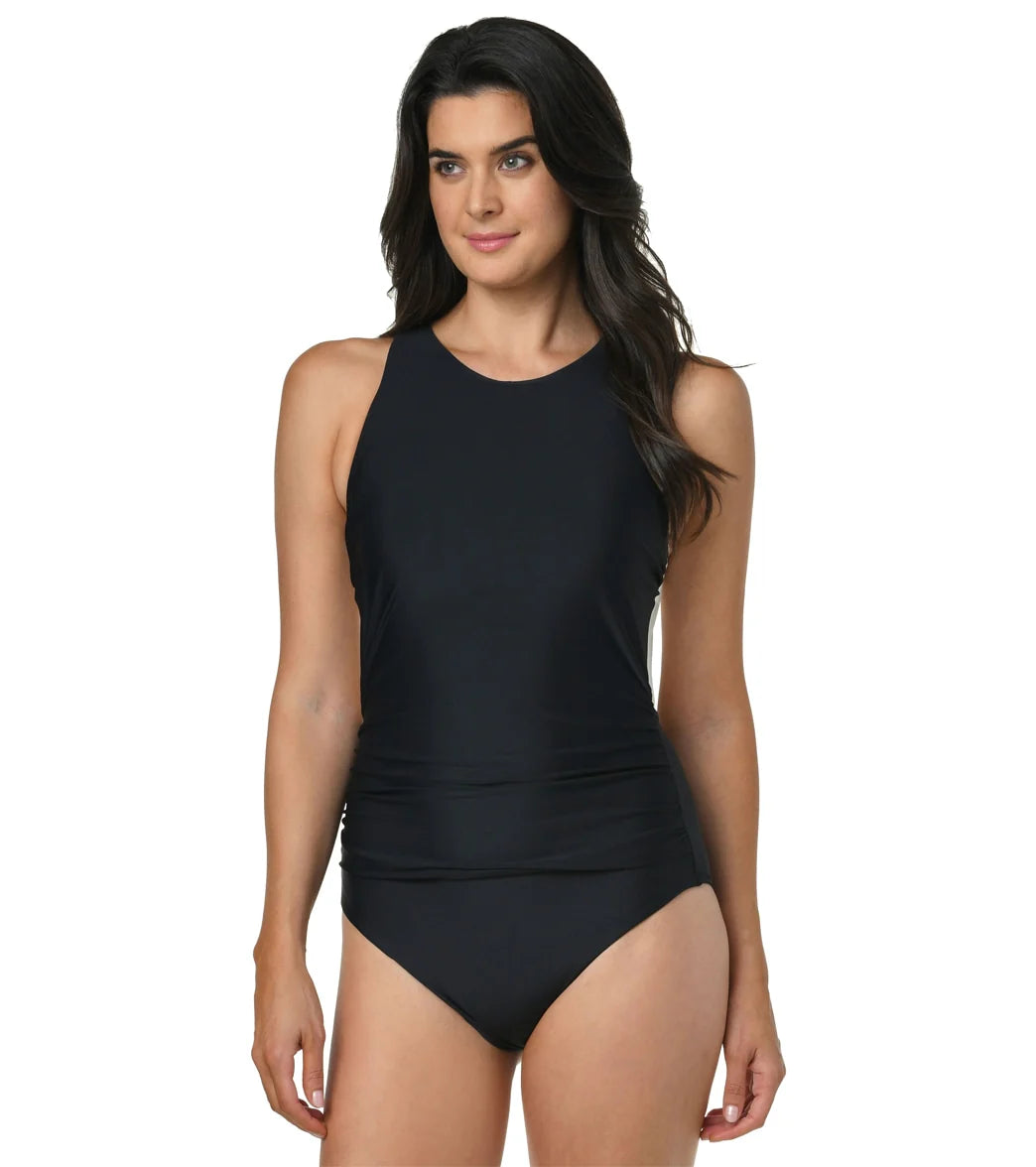 Jantzen Women's Midnight Glam Farrah High Neck One Piece Swimsuit