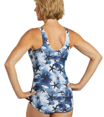 Sporti Sanibel Island Conservative Printed Girl Leg One Piece Swimsuit