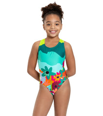 Sporti x She Is This Limited Edition Mountain Flower Wide Strap Cross Back One Piece Swimsuit Youth (22-28)