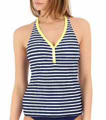 Beach House Sea Breeze Stripe Texture Racerback Tankini Top