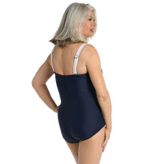 Maxine Women's Solid Bandeau Girl Leg One Piece Swimsuit
