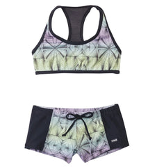 Hurley Girls' Fine Lines Crop Top Boyshort Two Piece Set (7yrs-14yrs)