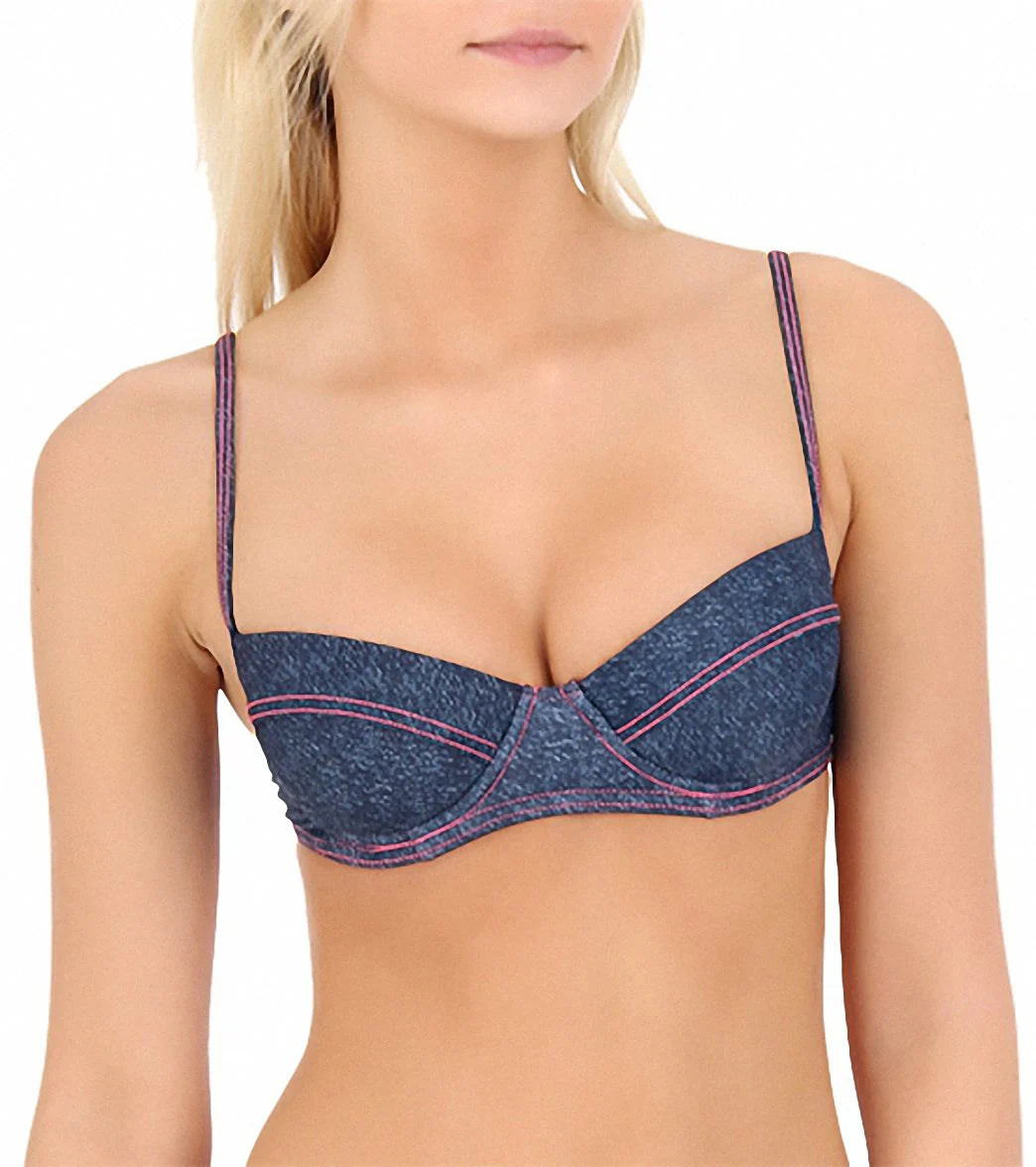 Huntington Beach By TYR Women's Hot Shot Denim Bra Bikini Top
