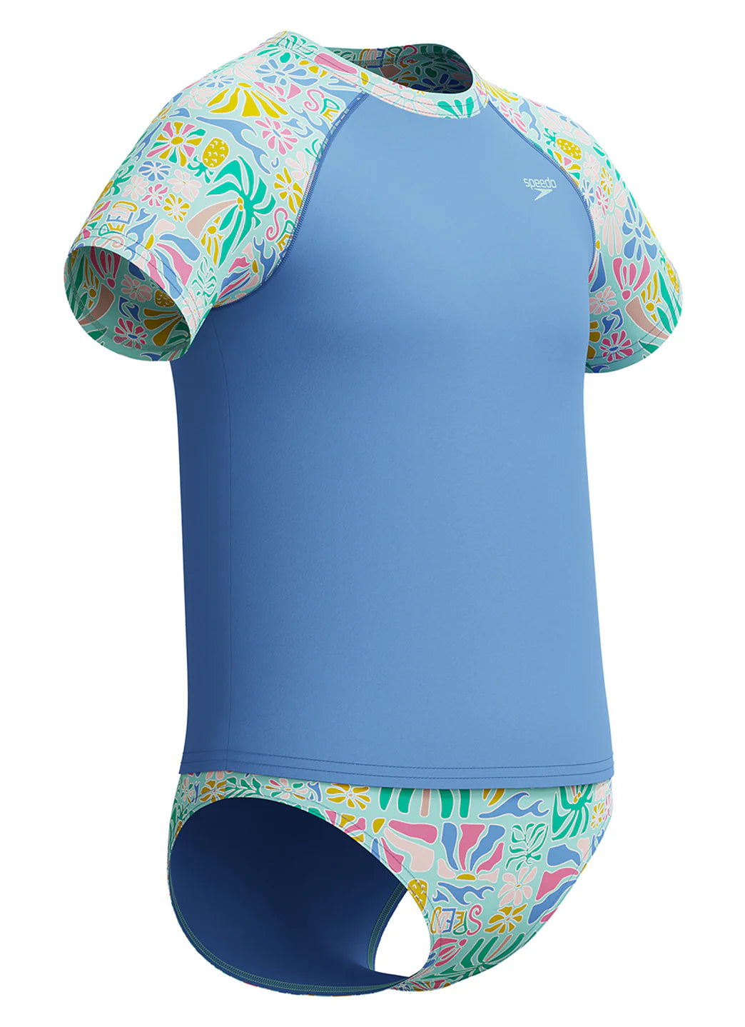 Speedo Girls' Short Sleeve Two Piece Rash Guard Set (Little Kid, Big Kid)