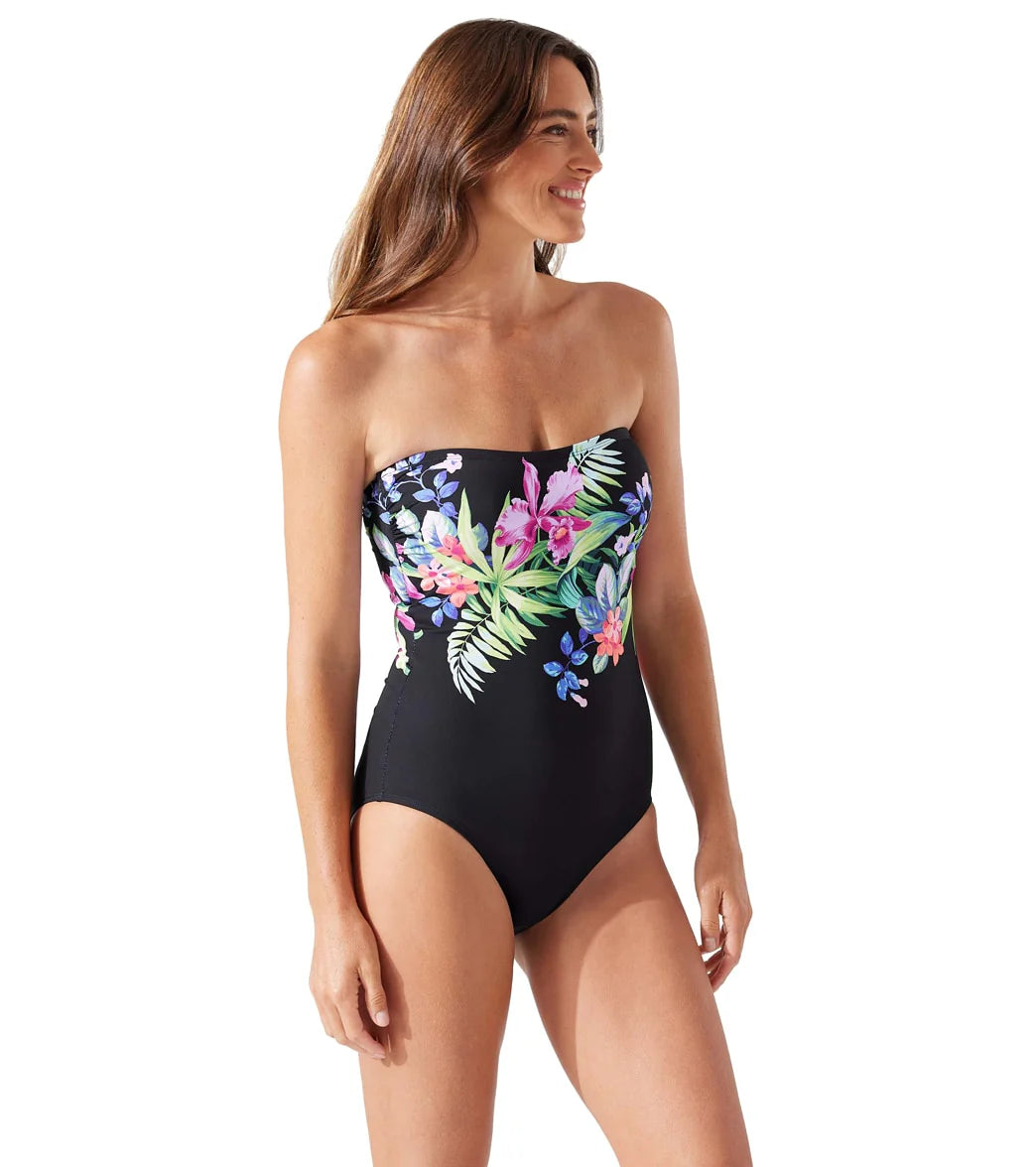 Tommy Bahama Women's Coastal Gardens Engineered Bandeau One Piece Swimsuit