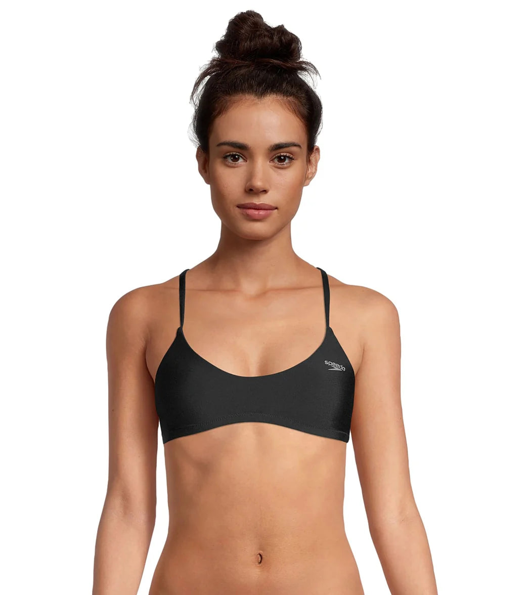 Speedo Women's Solid Tie Back Bikini Top