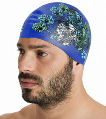 Arena Drew Kibler Skulls/Roses Flat Silicone Swim Cap