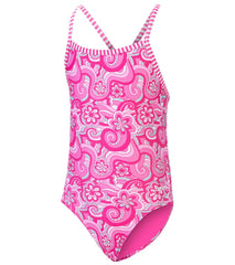 Dolfin Girls' Sunny Daze Printed One Piece Swimsuit (Big Kid)