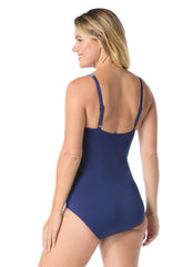 Gabar Women's Mastectomy Chlorine Resistant Coastal Horizon High Neck One Piece Swimsuit (C/D Cup)