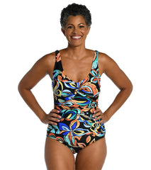 Maxine Women's Watercolor Expressions Twist Front One Piece Swimsuit