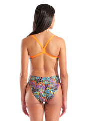 Arena Women's Flowery Skulls Challenge Back One Piece Swimsuit