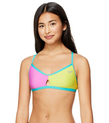 Speedo Women's Color Blocked Keyhole Tie Back Bikini Top