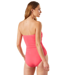 Tommy Bahama Women's Pearl Solids Shirred Bandeau One Piece Swimsuit