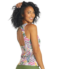 Sporti Active Tropical Palm High Neck Tankini Top