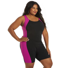 Sporti Plus Size HydroLast Chlorine Resistant Splice Scoop Back Unitard One Piece Swimsuit