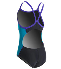 Dolfin Girls' Team Color Block V-2 Back One Piece Swimsuit