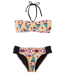 Hurley Jagged Tie Dye Bandeau & Tab Side Two Piece Swimsuit