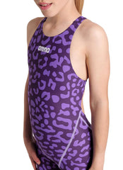 Arena Girls' Powerskin ST Next Limited Edition Leopard Open Back Tech Suit Swimsuit