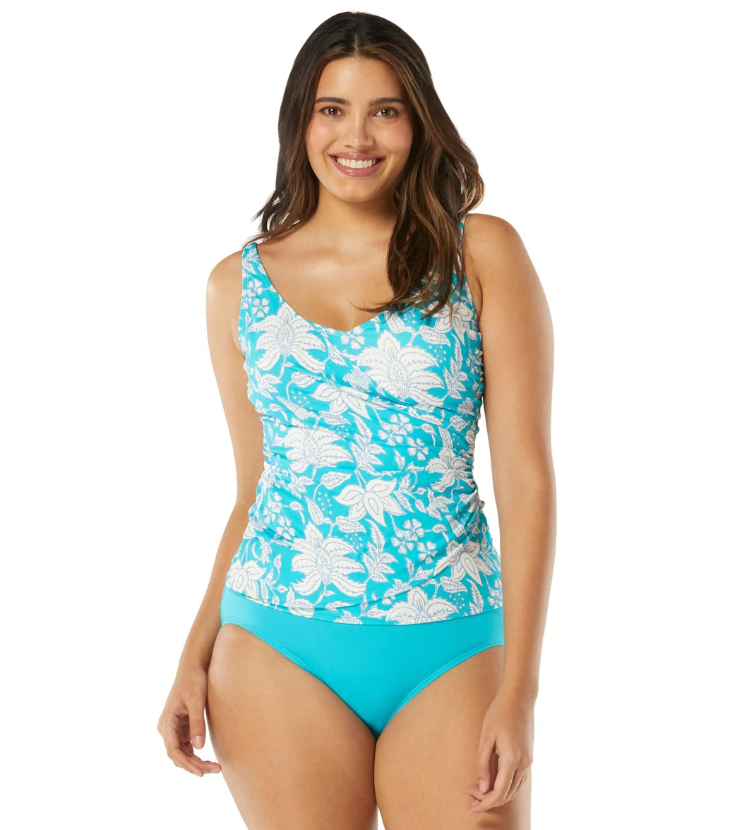 Beach House Women's Coastal Botanical Lola Wrap Tankini Top
