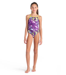 Arena Girls' Soap Bubbles Light Drop Back One Piece Swimsuit (Little Kid, Big Kid)