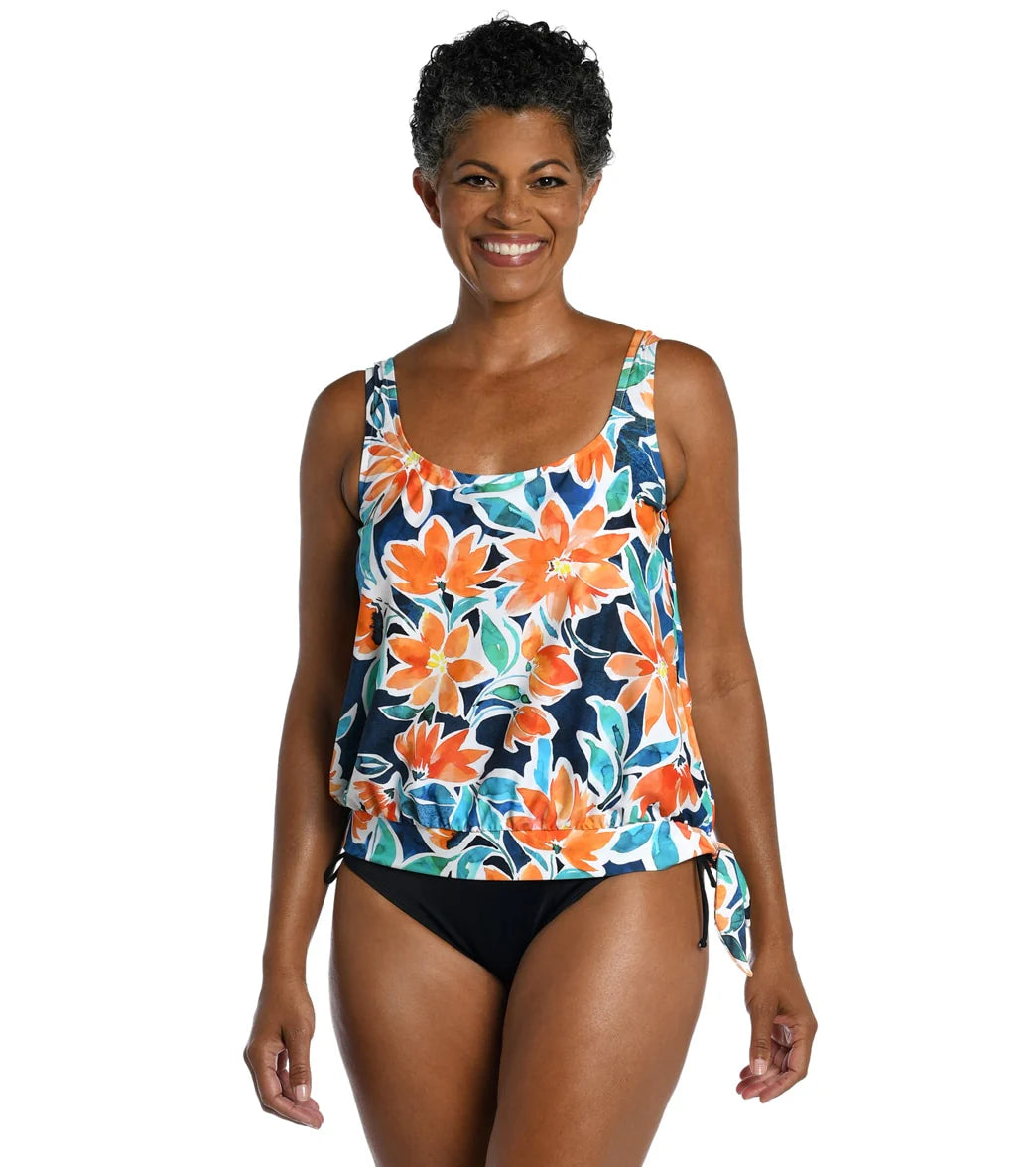Maxine Women's Joyful Blooms Blouson Tankini Top