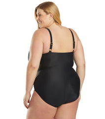 Maxine Plus Size Tricot Twist Front One Piece Swimsuit