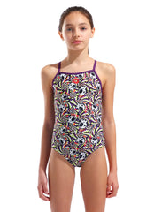 Arena Girls' Fun Skulls Lightdrop Back One Piece Swimsuit (Little Kid, Big Kid)